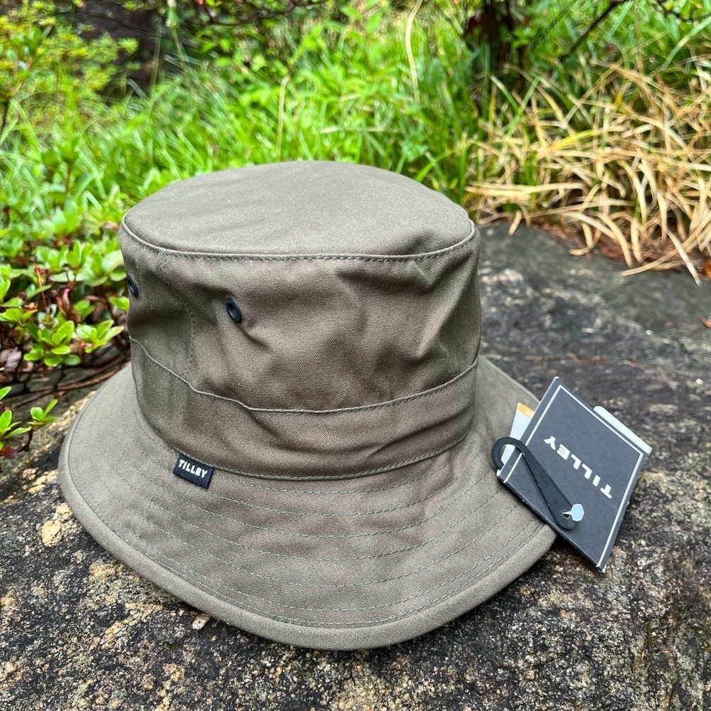 New TILLEY Small Waxed Cotton Bucket Hat Green Handmade Sun protection UPF 50+